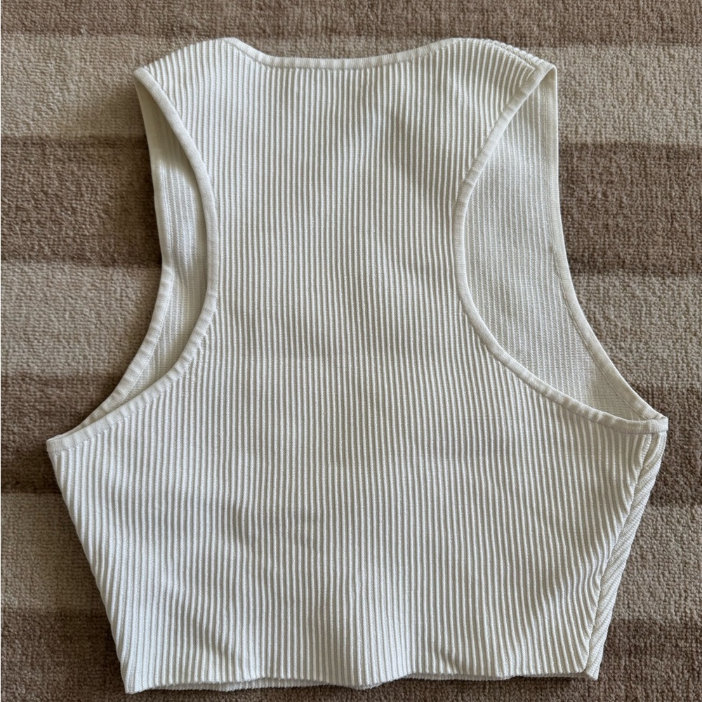 Babton White Ribbed Cropped Tank - Picture 3 of 3